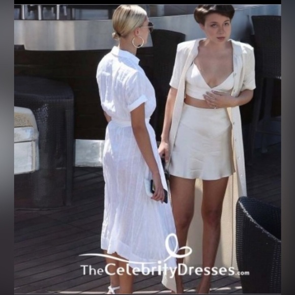 LISA MARIE FERNANDEZ Linen-blend Textures Gauze button down Midi cover-up Dress - Picture 2 of 16